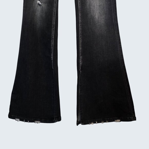 Flying Monkey Womens Black Flare Jeans with Button Zipper High rise Size 29 - Picture 5 of 11